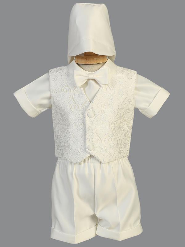 Baby Boys Ivory Tulle Vest and Shorts Baptism Set – LT-8475
