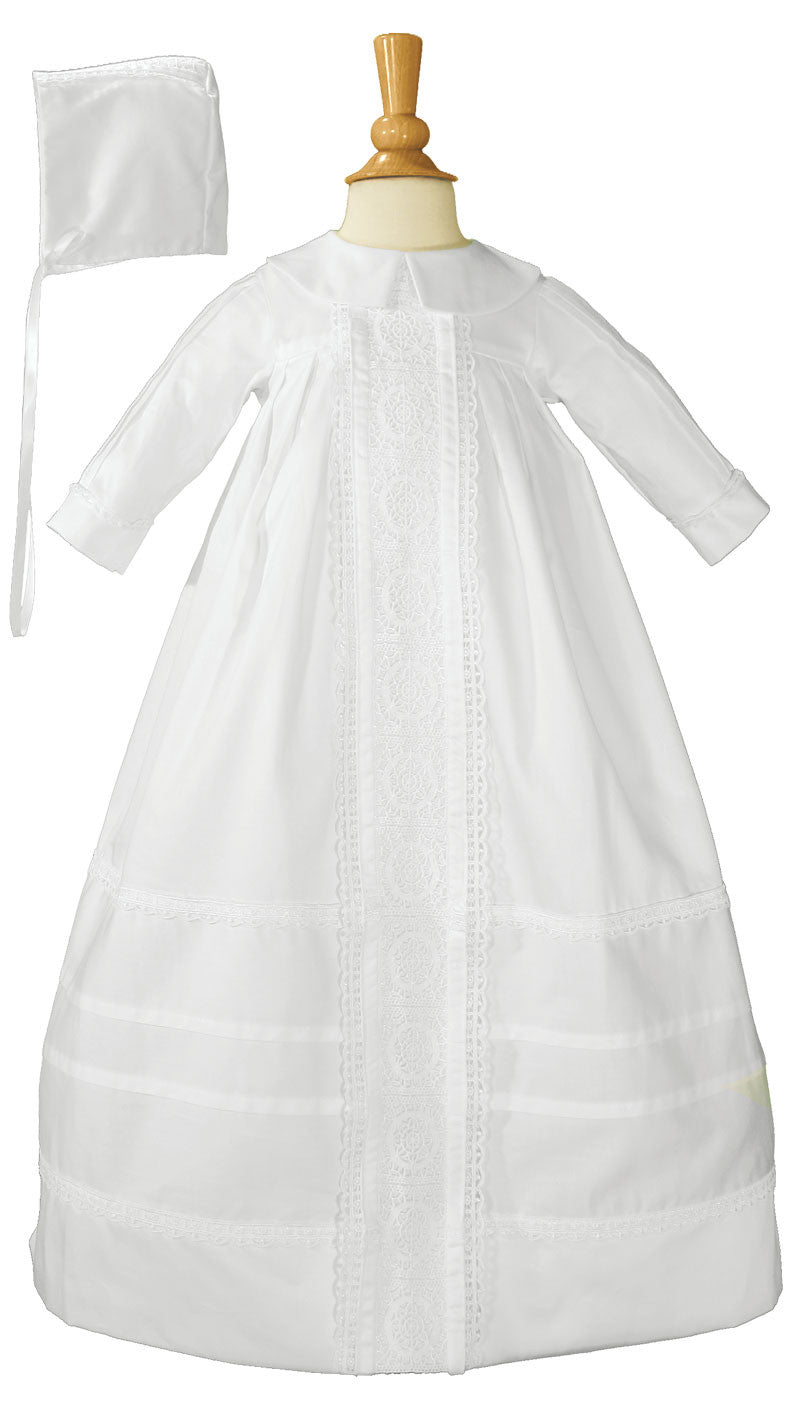 Cotton Sateen Bishops Christening Baptism Gown and Bonnet  LTML-CB420G