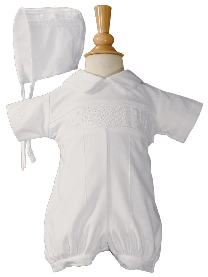Baby Boys White Cotton Smocked Baptism Outfit Set  LTML-CB938R