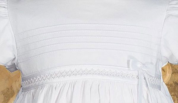 Girls 30 inch White Cotton Dress Christening Gown Baptism Gown with Lace  LTML-CO26GS