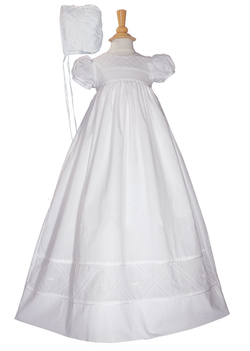 Girls 34 inch Cotton Dress Christening Gown Baptism Gown with Hand Embroidery  LTML-CO28GS