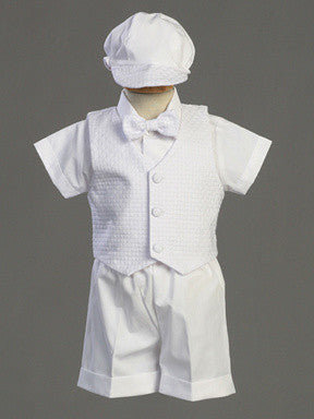 Dexter Boys Christening Short Set with Basketweave Vest