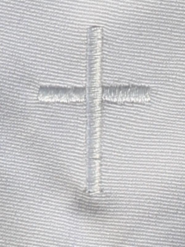 White Zipper Tie with Embroidered Cross - LT-EM3