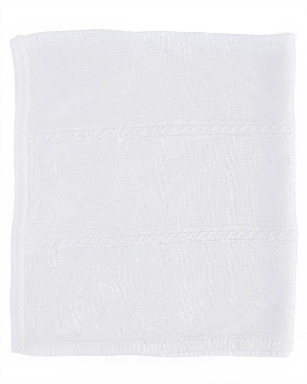 Fancy White Christening Blanket with Cable Knit Pattern - LTMAL-BK5406 ...