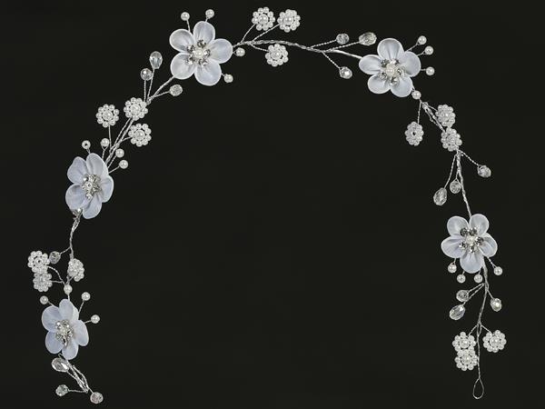 Floral Headpiece w/ Rhinestone & Pearls - T-306