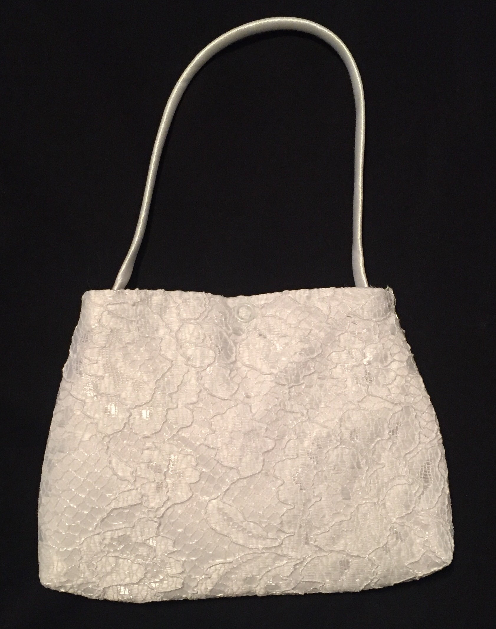 Girls White Lace Purse with Silver Flowers - LT-CP25 - back