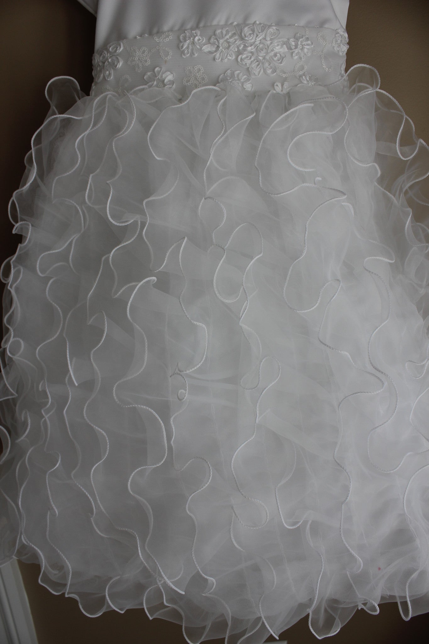 White Organza Ruffle Skirt First Communion Dress Lito SP128
