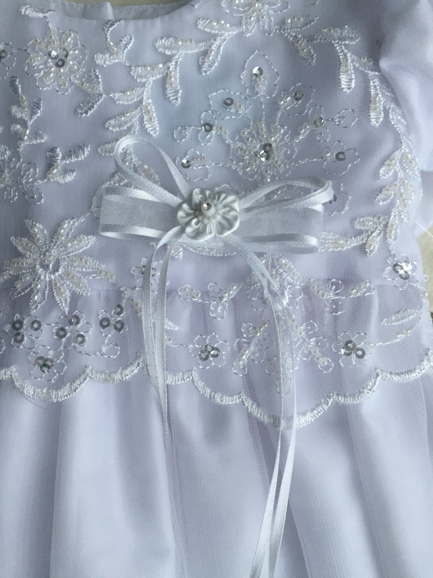 Sofia Embroidered Tulle Christening Gown with Beadwork