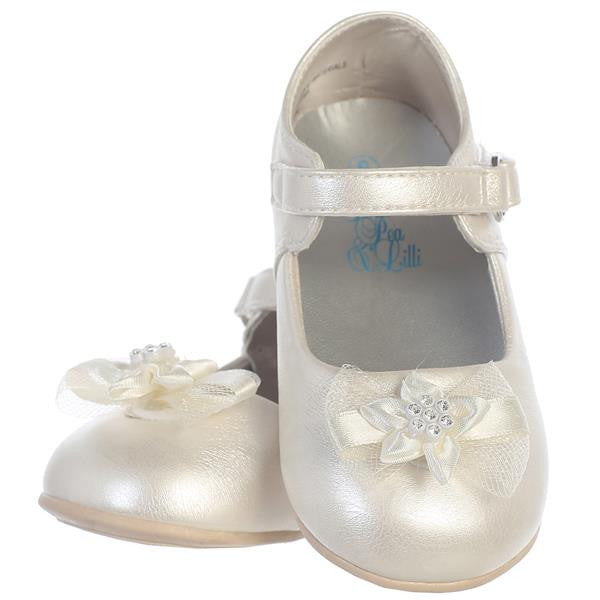 Joyce Baby Girl Shoes With Bow-ivory pair