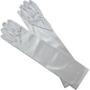 Girl's Long Satin Gloves - white