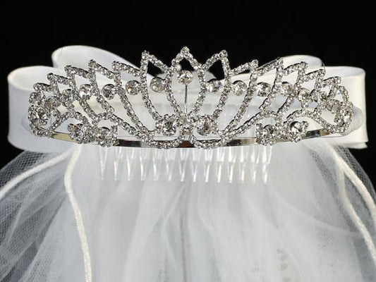 Regal Rhinestone Tiara with Veil - Lito T-412