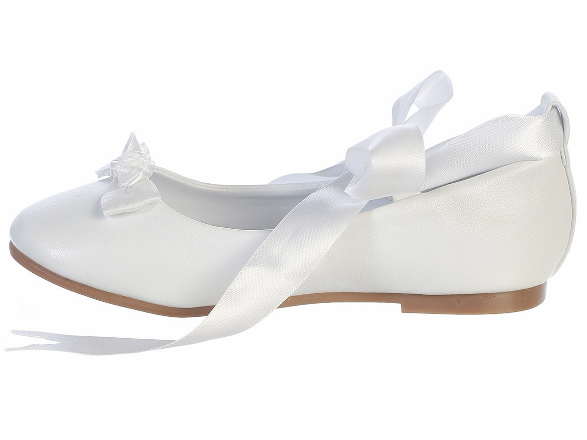 Rose Ballerina Flats with Satin Ribbon