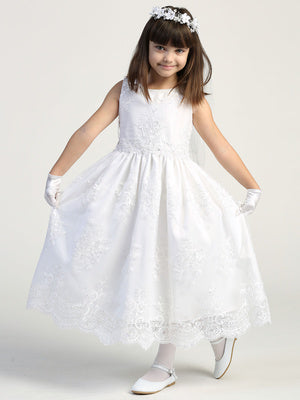 Corded Embroidery Lace First Communion Dress - SP164