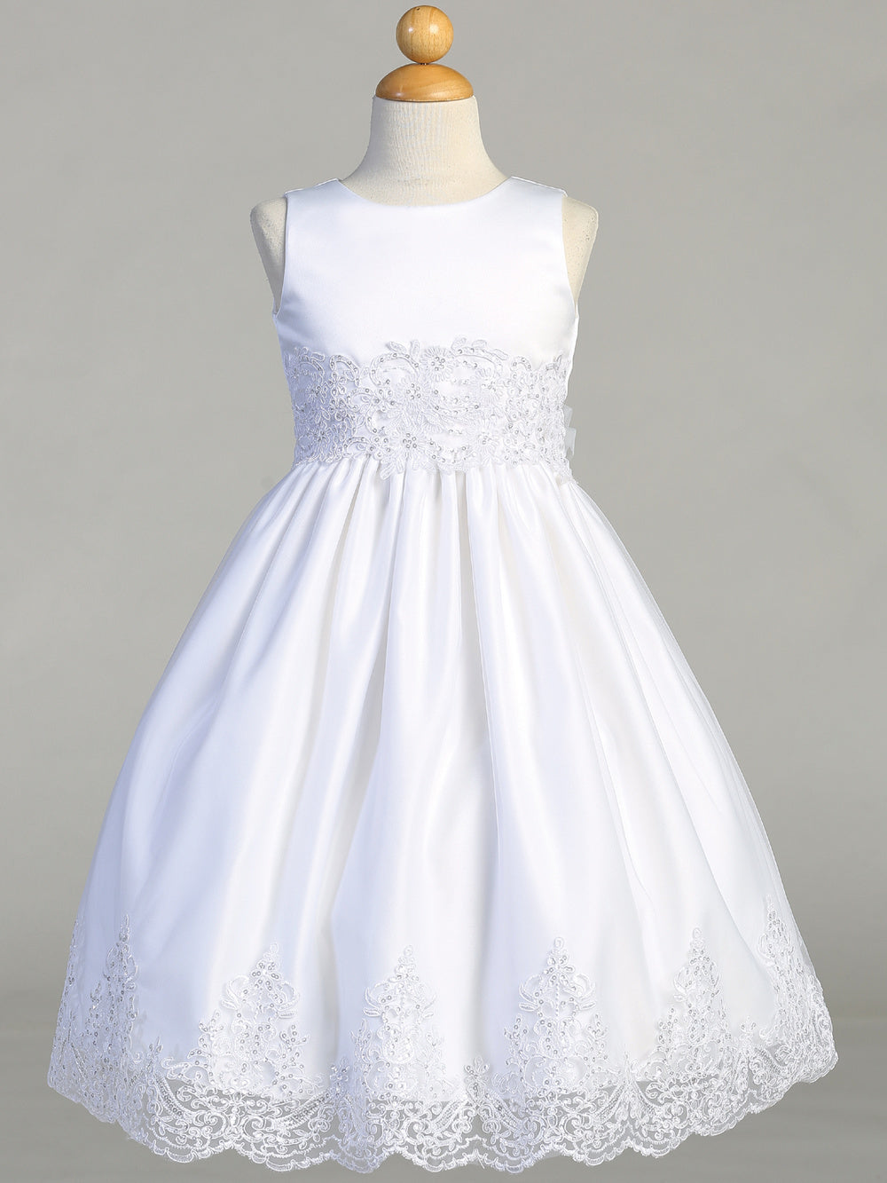 Tulle First Communion Dress with Corded Embroidery and Sequins - SP184