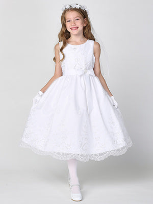 Embroidered Tulle First Communion Dress with Sequins - SP188