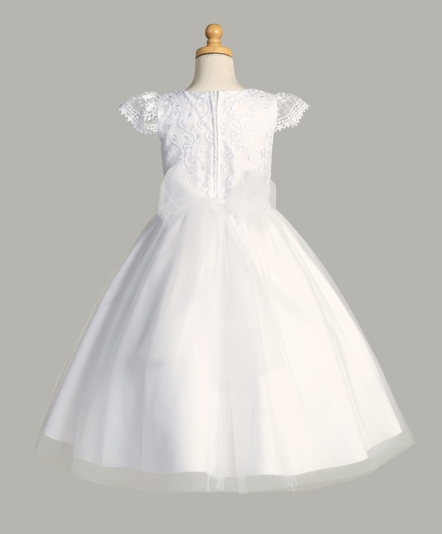 Embroidered Tulle Bodice First Communion Dress with Tulle Skirt - SP189
