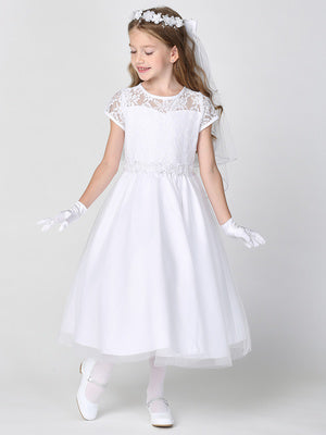 Lace Bodice First Communion Dress with Tulle Skirt - SP190
