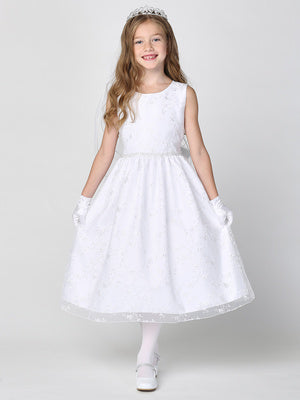 Embroidered Tulle First Communion Dress with Sequins - SP201