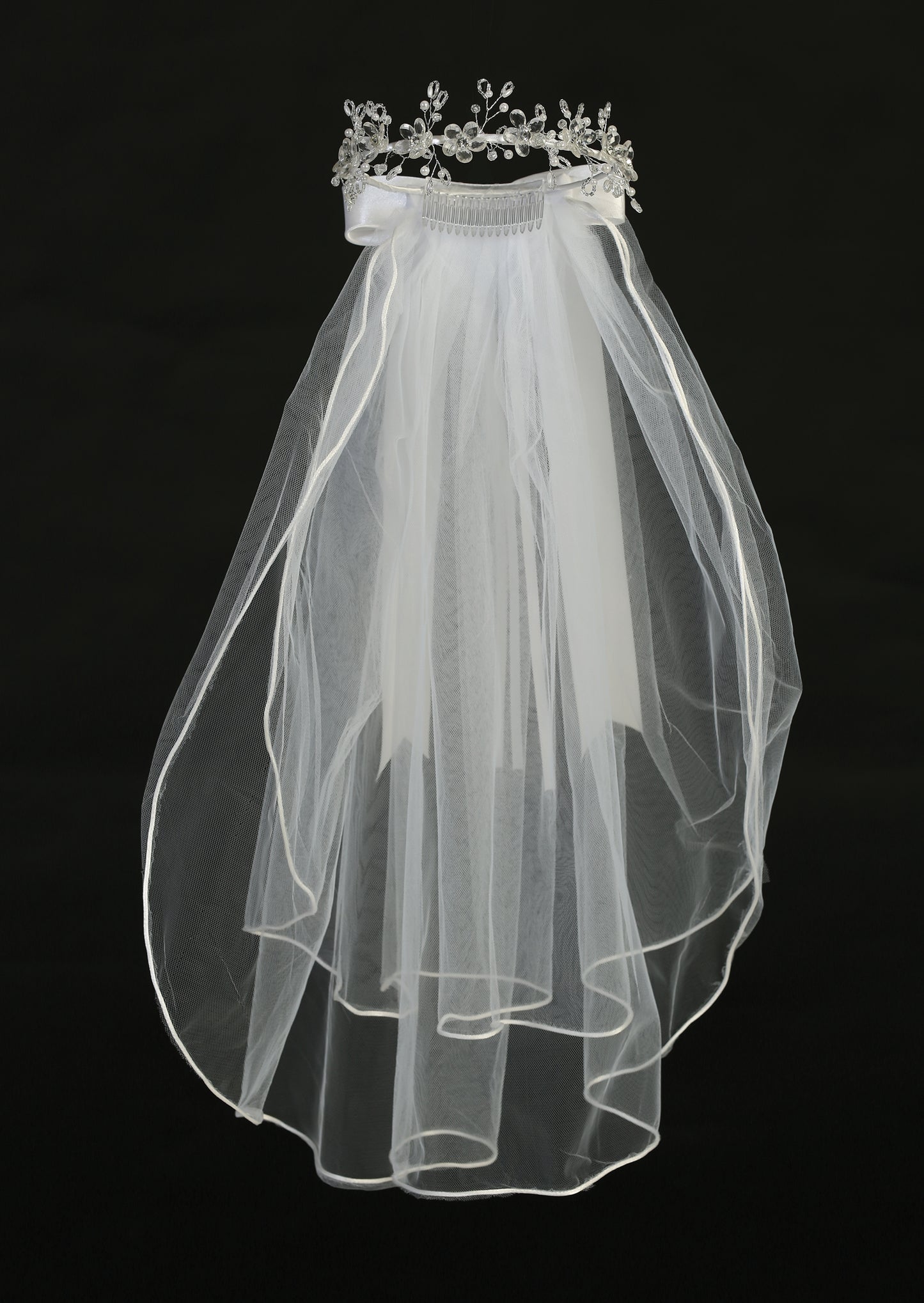 Veil with Crystal Flowers and Rhinestone Accents T-29