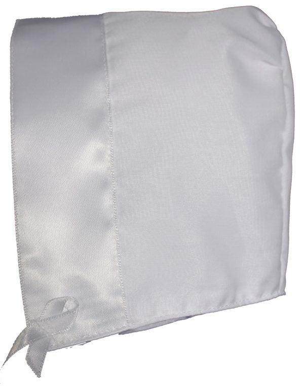 White Organza Overlay Poly Cotton Handmade Bonnet with Satin Trim LTMAL-ORBON1