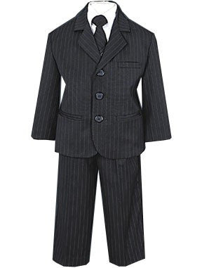 Boy's Black Pinstripe 5 Piece Suit Sizes 5 to 7