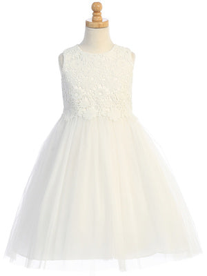 Ivory Lace Bodice Flower Girl Dress with Tulle Skirt - BL311