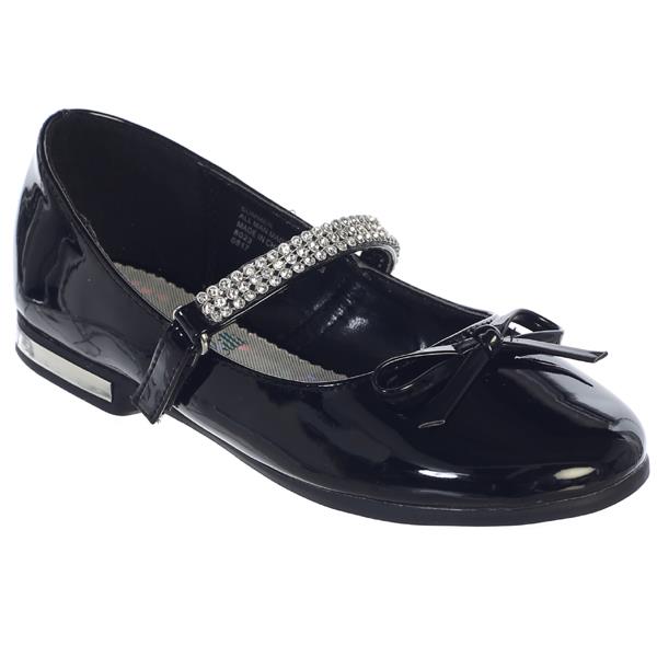 Summer Girls Flats with Rhinestone Strap-black