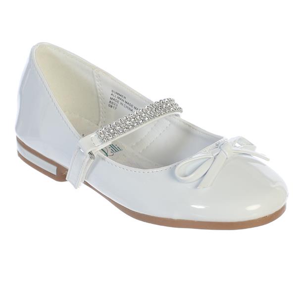 Summer Girls Flats with Rhinestone Strap-white